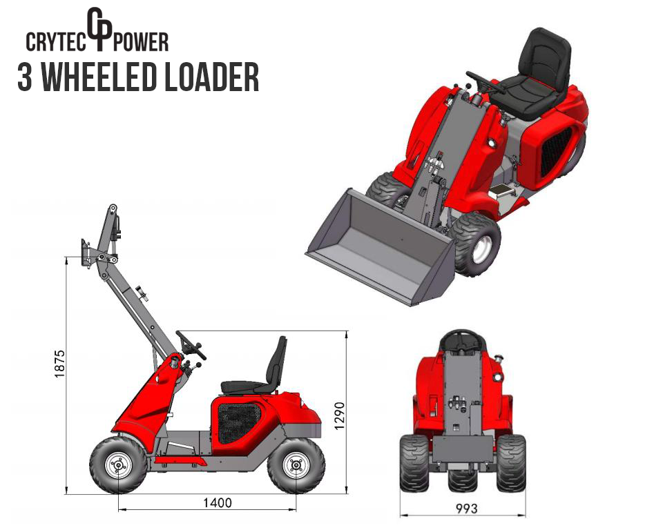 Crytec 3 Wheeled Mini Loader With Petrol Engine
