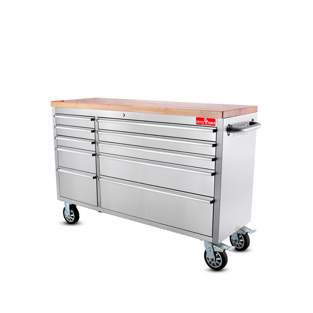 *PROMO* Crytec | 55" Tool Cabinet | Stainless Steel | 10 Drawers | Wooden Top