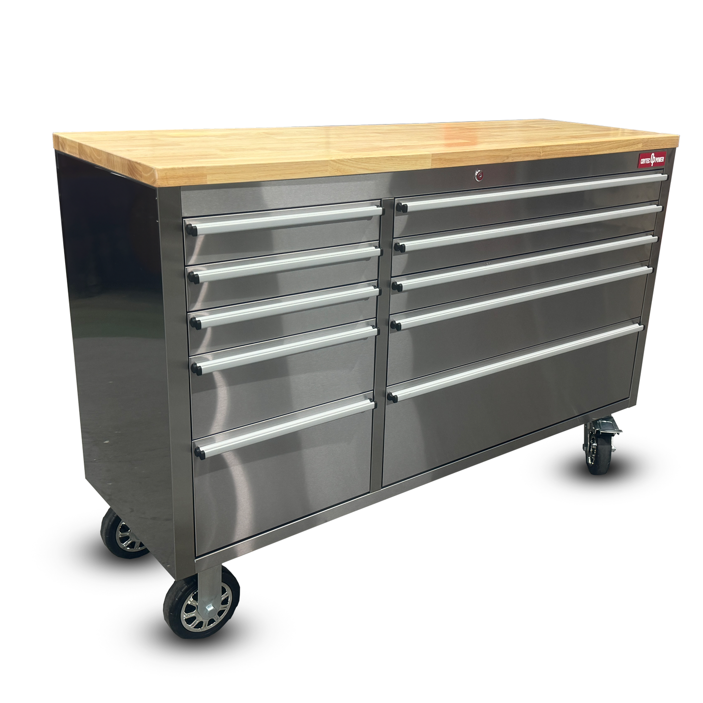 *PROMO* Crytec | 55" Tool Cabinet | Stainless Steel | 10 Drawers | Wooden Top