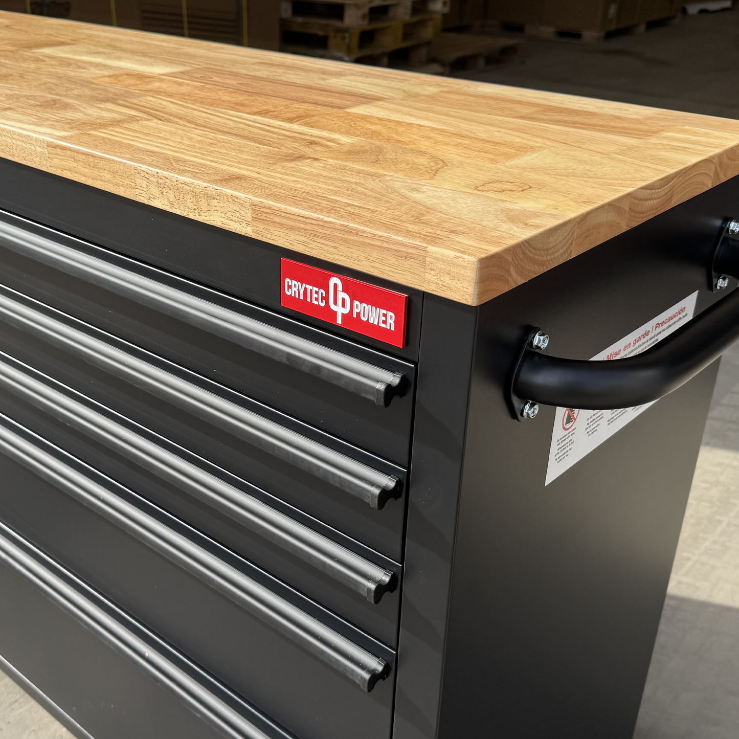 Crytec | 55" Tool Cabinet | Black | Wooden Top | 10 Drawers |