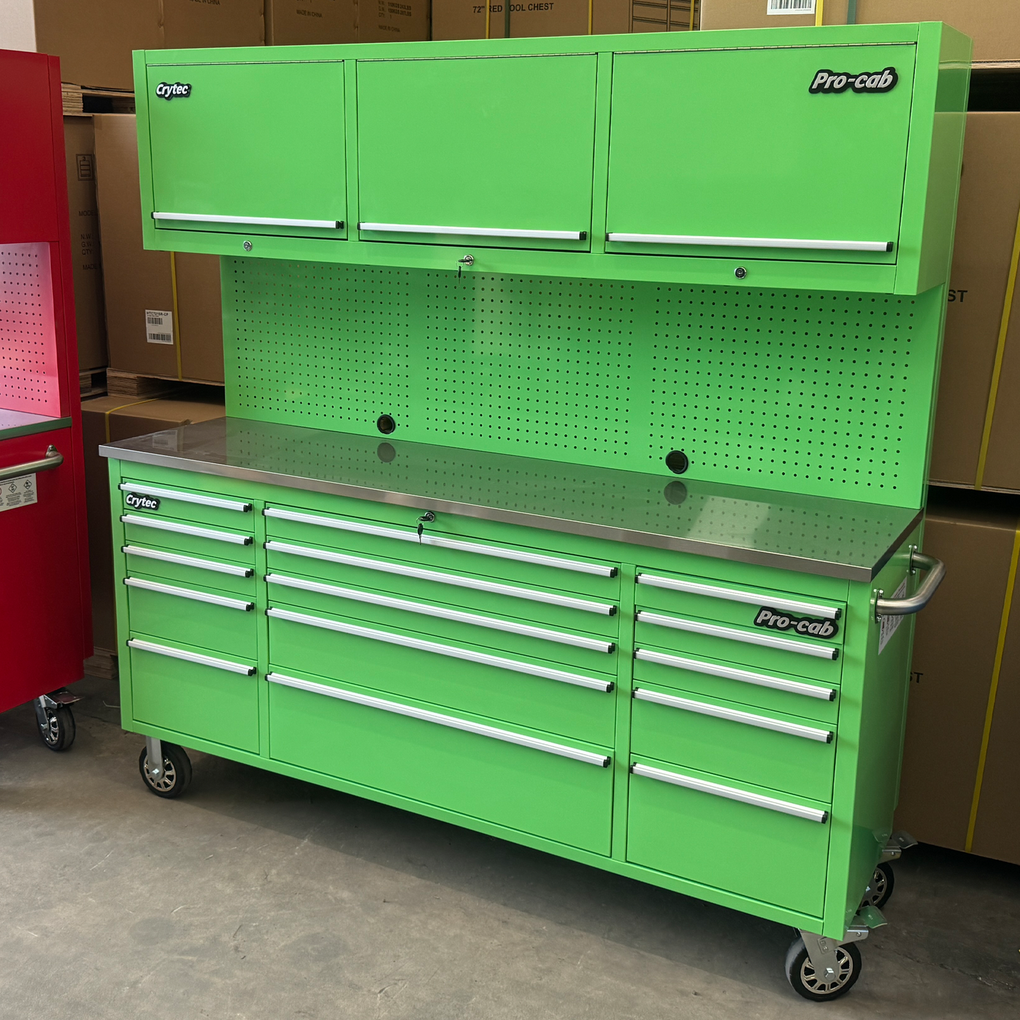 Pegboard and top cupboards For Green 72 inch pro cab
