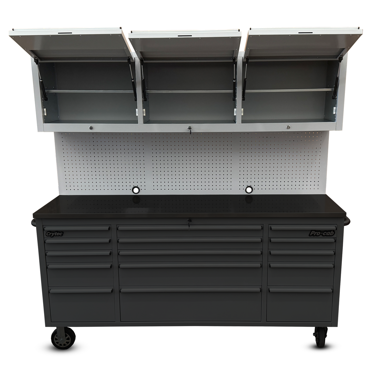 Pegboard and top cupboards For Grey 72 inch pro cab