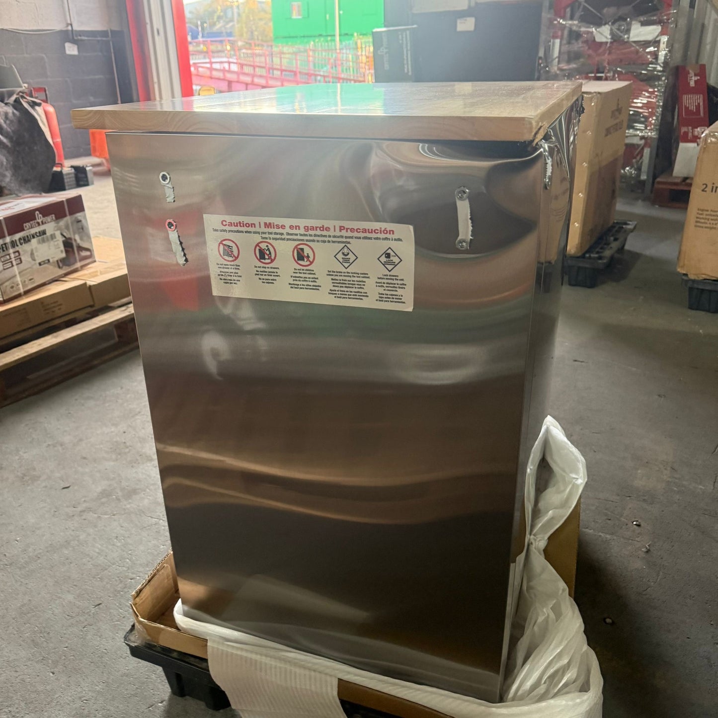 Courier damaged 26" Stainless Steel Tool Cabinet | 5 Drawer | Wooden Worktop