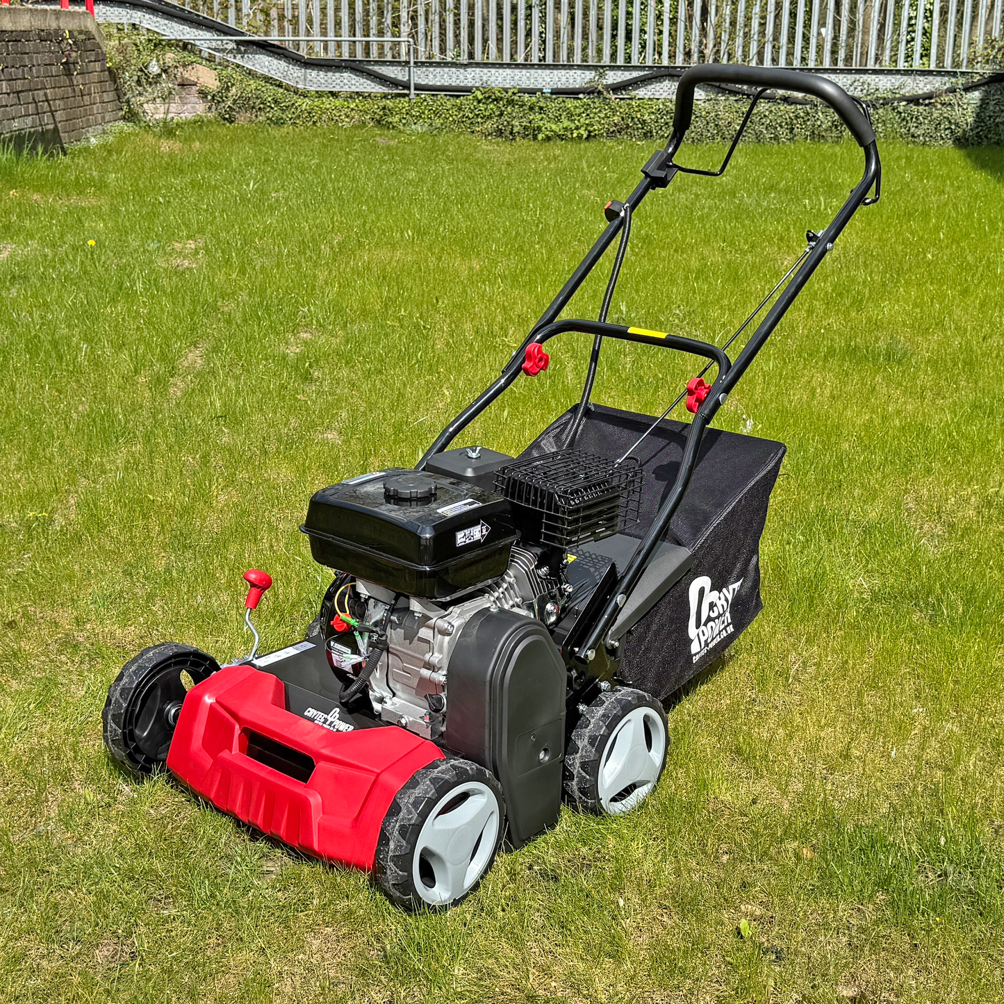 Crytec 2 in 1 Garden Scarifier Aerator 16'' 40cm Petrol 208cc 4-Stroke Lawn Rake