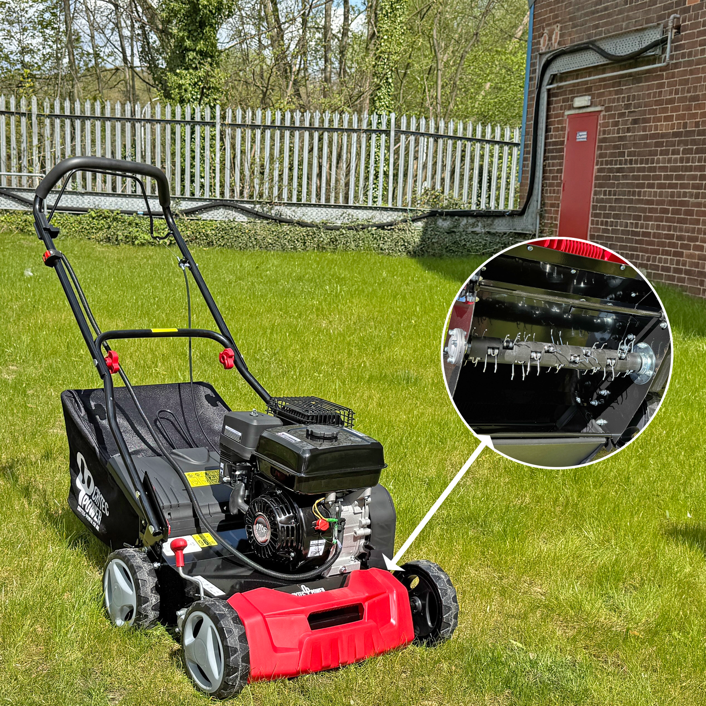 Crytec 2 in 1 Garden Scarifier Aerator 16'' 40cm Petrol 208cc 4-Stroke Lawn Rake