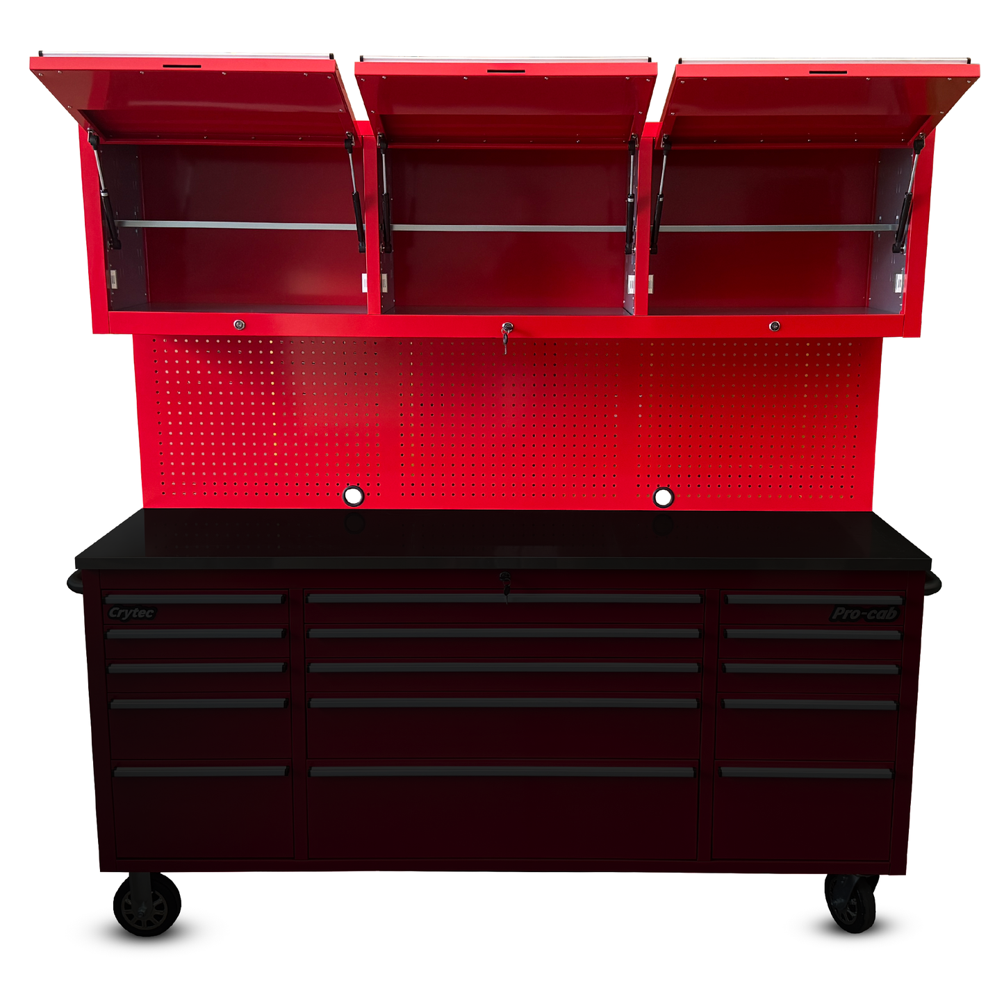 Pegboard and top cupboards For red 72 inch pro cab