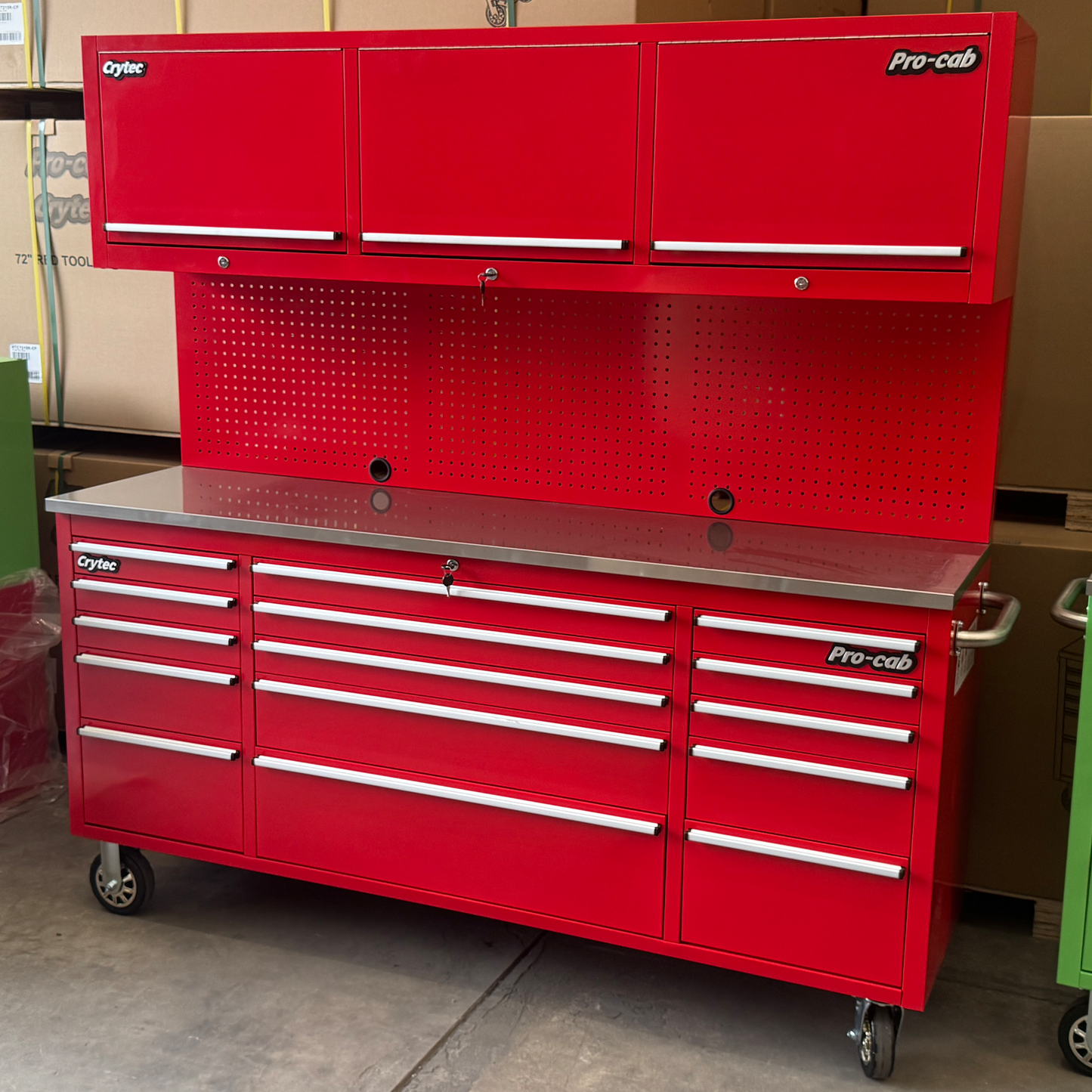 Pegboard and top cupboards For red 72 inch pro cab