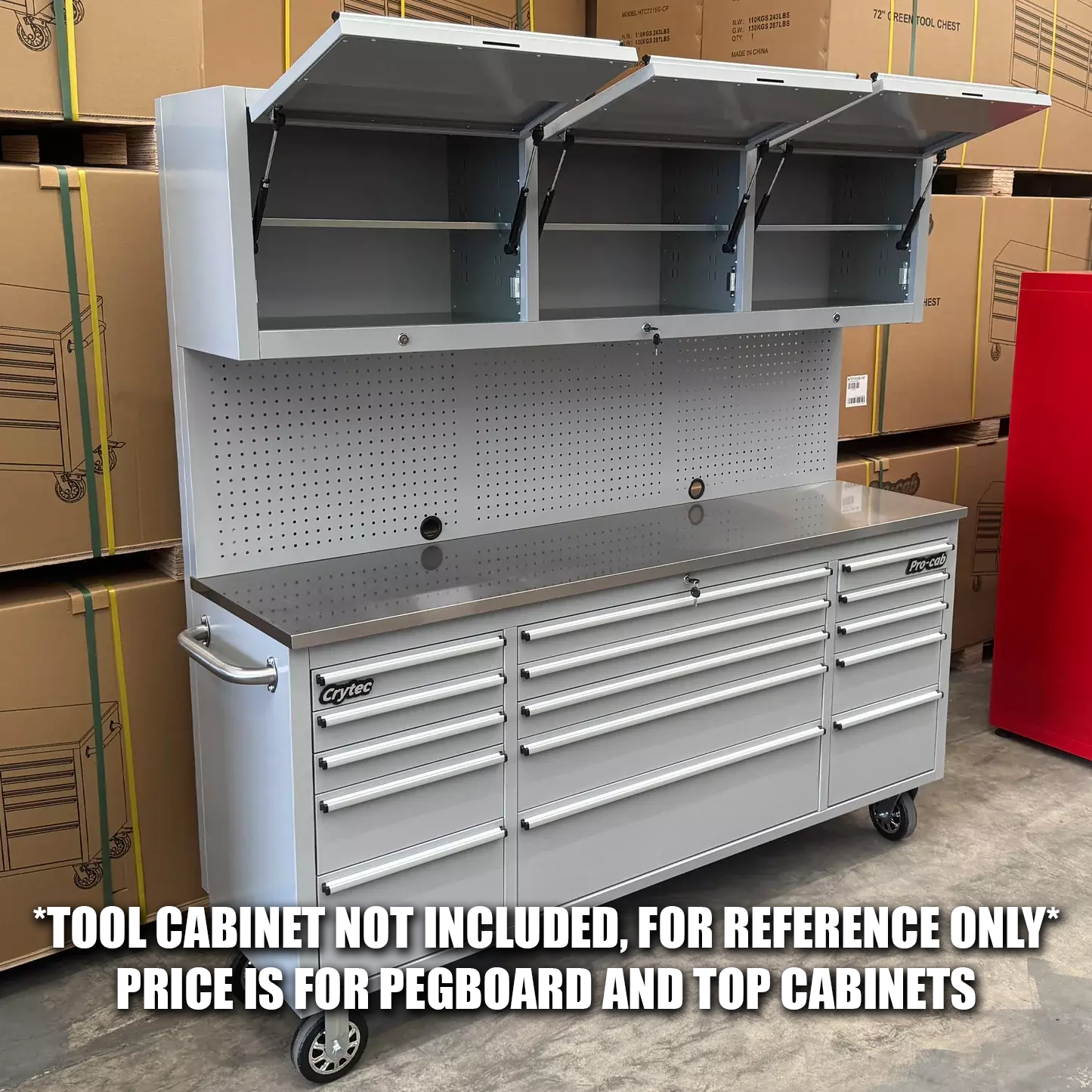 Pegboard and top cupboards For Grey 72 inch pro cab