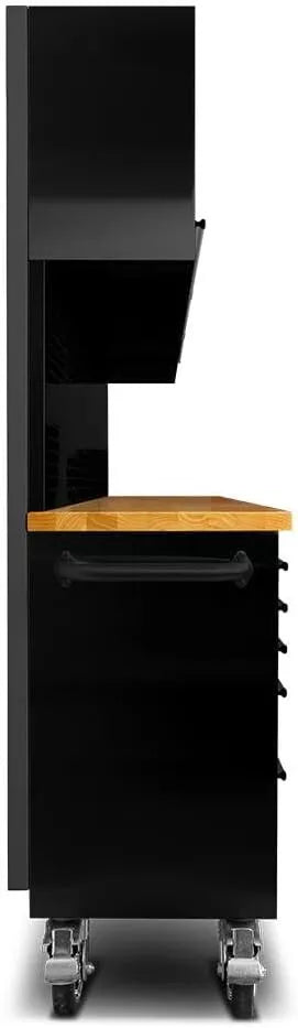 Crytec | 72" Tool Cabinet Workstation | Black | 15 Drawers | 3 x Cupboards & Pegboards