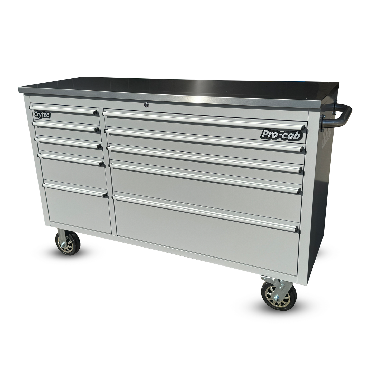 Crytec Pro Cab Grey 55 inch Stainless Steel Top Tool Cabinet Snap On Style Box