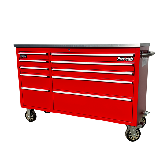 Crytec Pro Cab Red 55 inch Stainless Steel Top Tool Cabinet Snap On Style Box