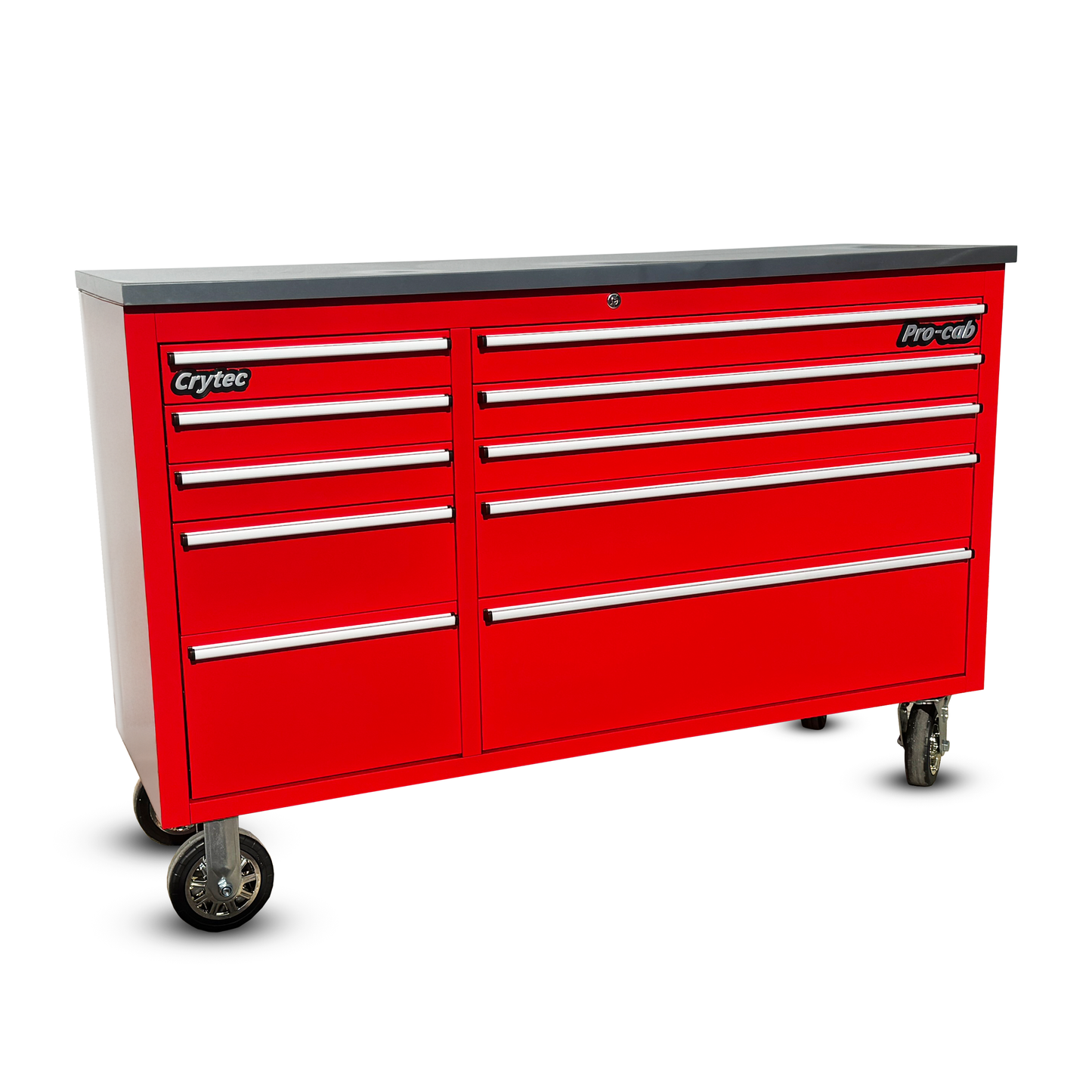 Crytec Pro Cab Red 55 inch Stainless Steel Top Tool Cabinet Snap On Style Box