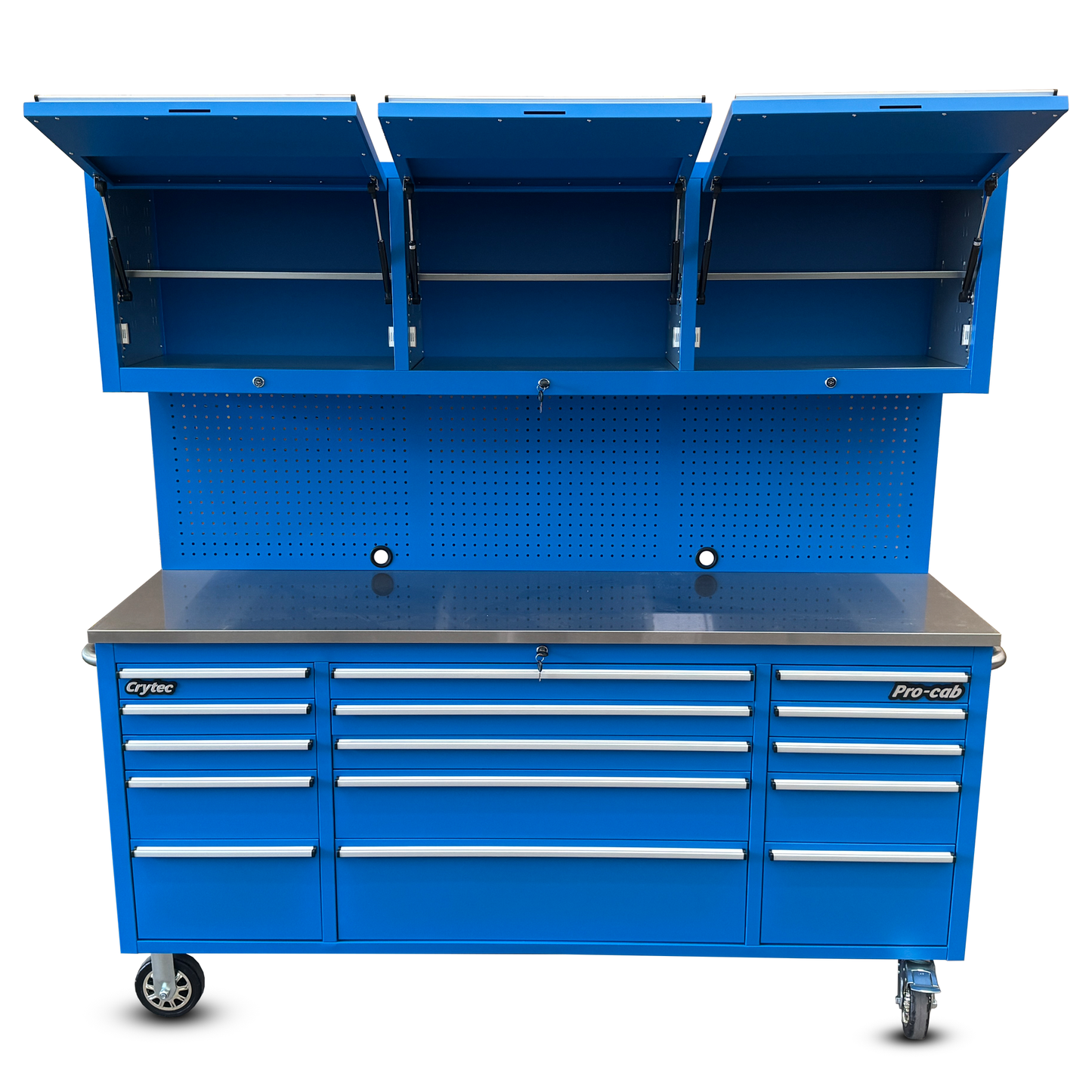 Pegboard and top cupboards For Blue 72 inch pro cab