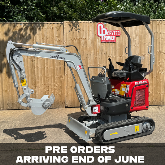 *PRE ORDER ONLY* Crytec 1 Tonne Mini Excavator CREX10-PRO | JOYSTICK CONTROLS | Koop Diesel Engine | 10HP 7.6KW Power | 1550mm Depth l Digger