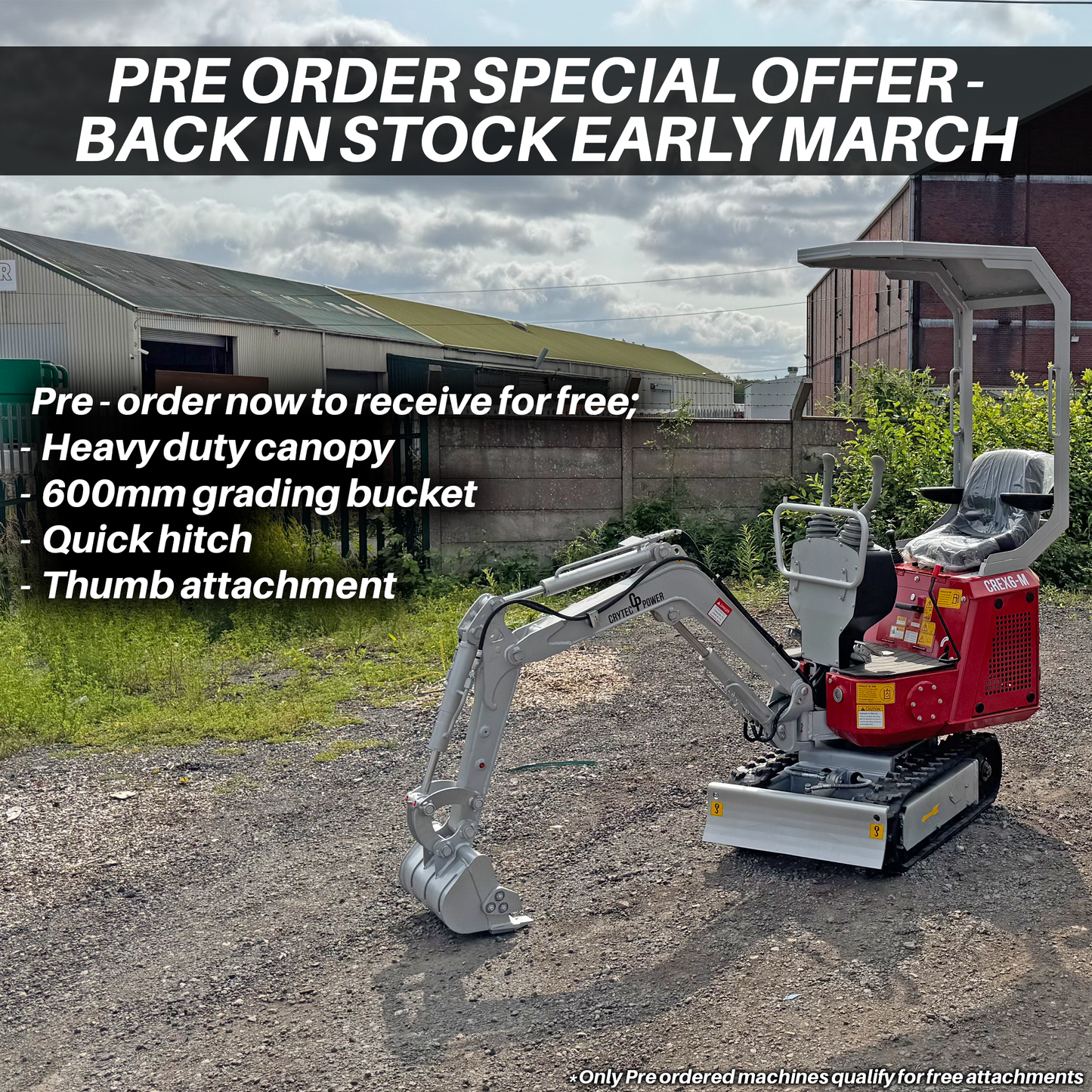 *PRE ORDER LISTING* CREX6-M Petrol 600kg Micro / Mini Excavator Digger Loncin Engine