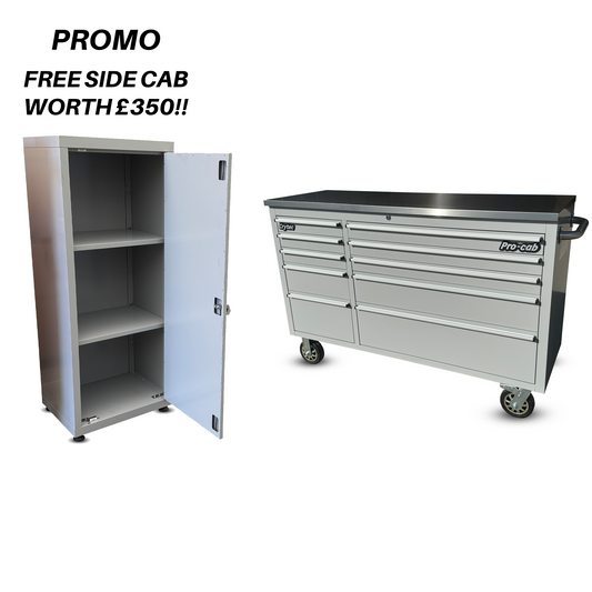 Crytec Pro Cab Grey 55 inch Stainless Steel Top Tool Cabinet Snap On Style Box