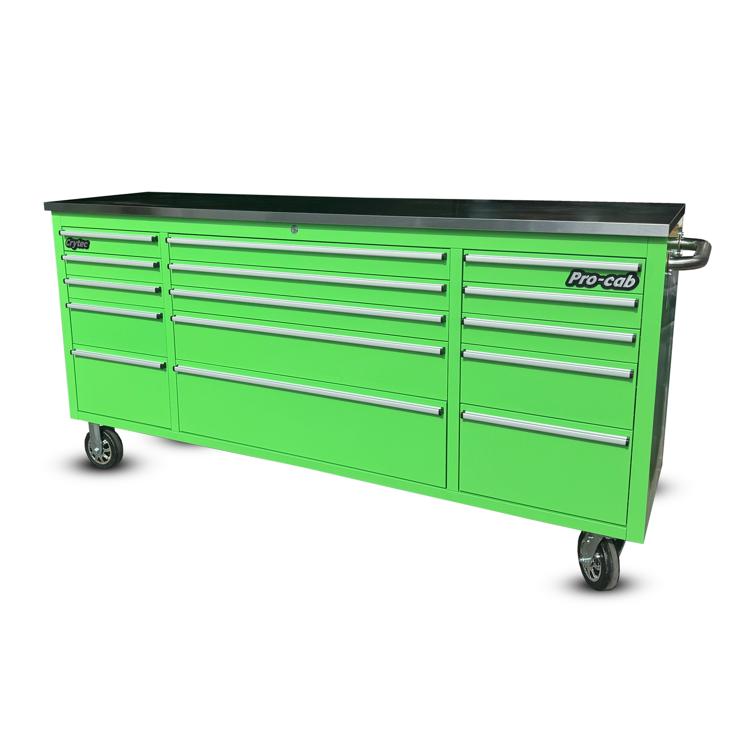 Crytec Pro Cab Green 72 inch Stainless Steel Top Tool Cabinet Snap On Style Box