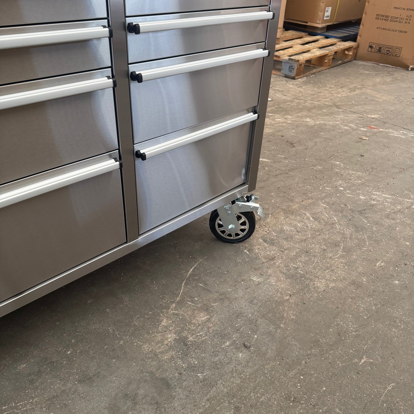 Courier Damaged Crytec | 72" Tool Cabinet | Stainless Steel | Wooden Top | 10 Drawers