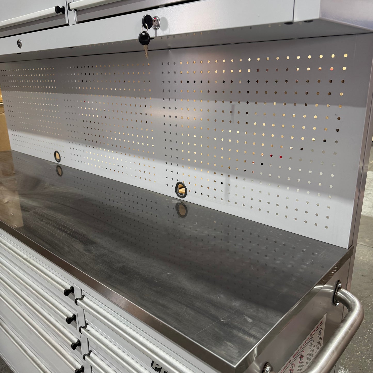Ex Display 72" Pro Tool Cabinet | Grey | Stainless Top | 15 Drawers | WITH PEGBOARD