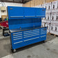 Ex Display 72" Pro Tool Cabinet | Blue | Stainless Top | 15 Drawers | WITH PEGBOARD