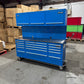 Ex Display 72" Pro Tool Cabinet | Blue | Stainless Top | 15 Drawers | WITH PEGBOARD