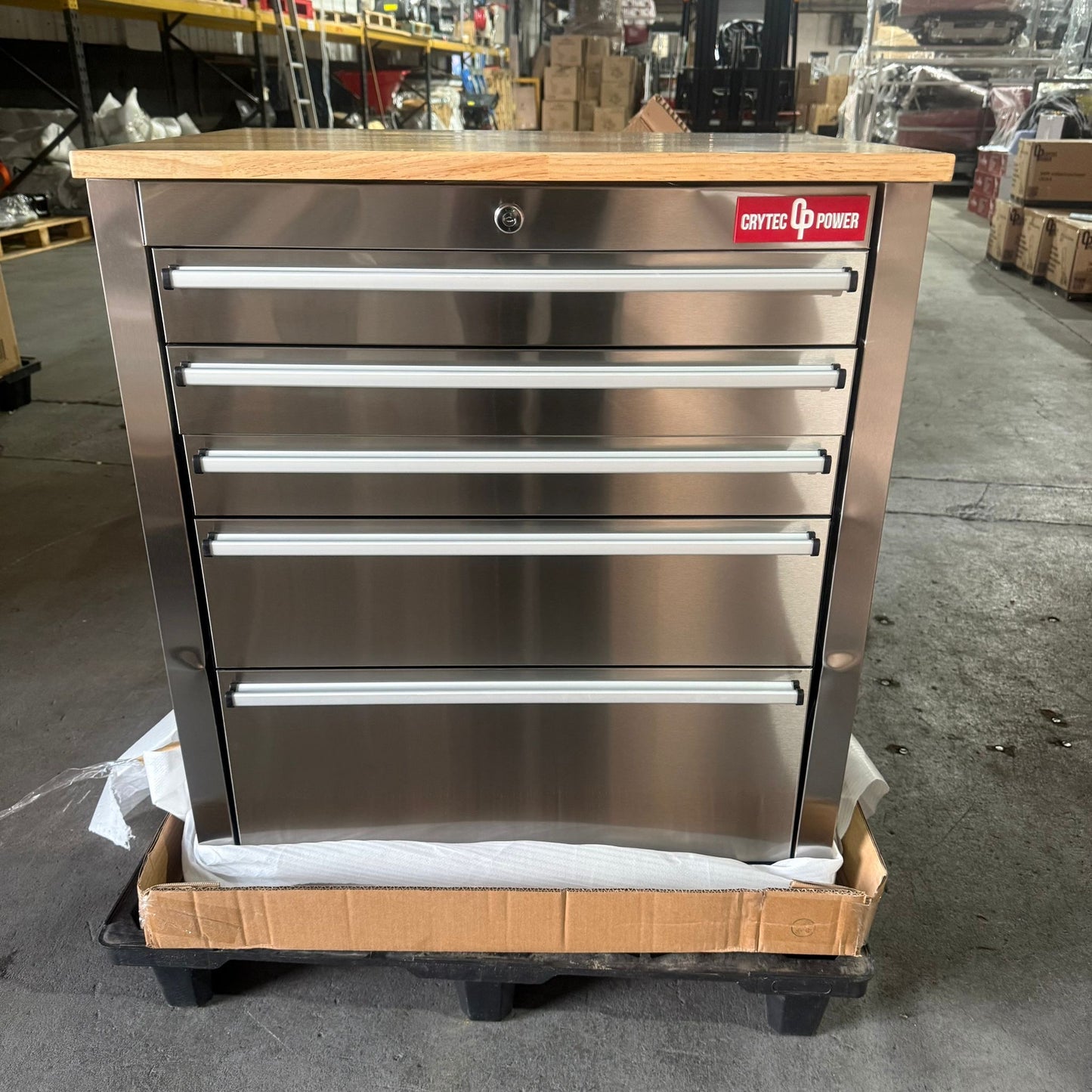 Courier damaged 26" Stainless Steel Tool Cabinet | 5 Drawer | Wooden Worktop
