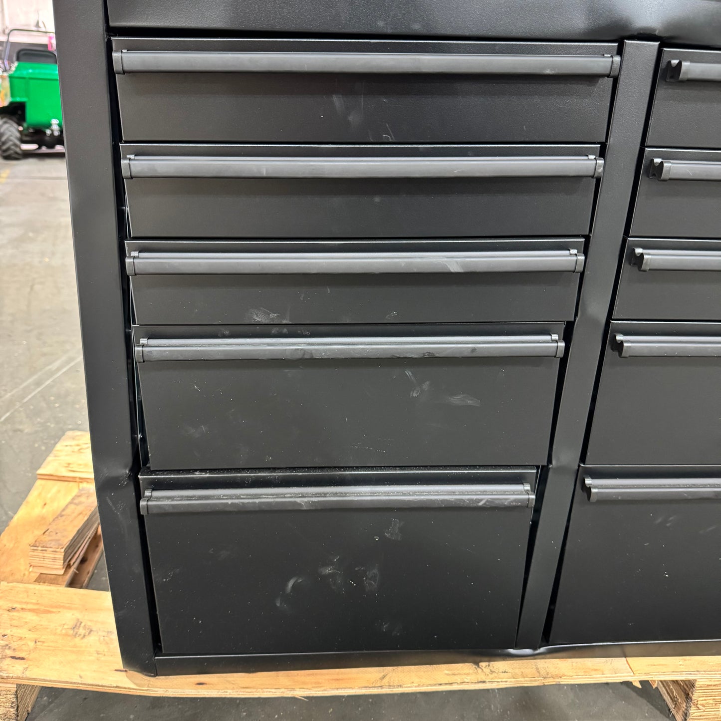 Courier Damaged Crytec | 72" Tool Cabinet | Wooden Top | Black | Stainless Steel | 15 Drawers | 3