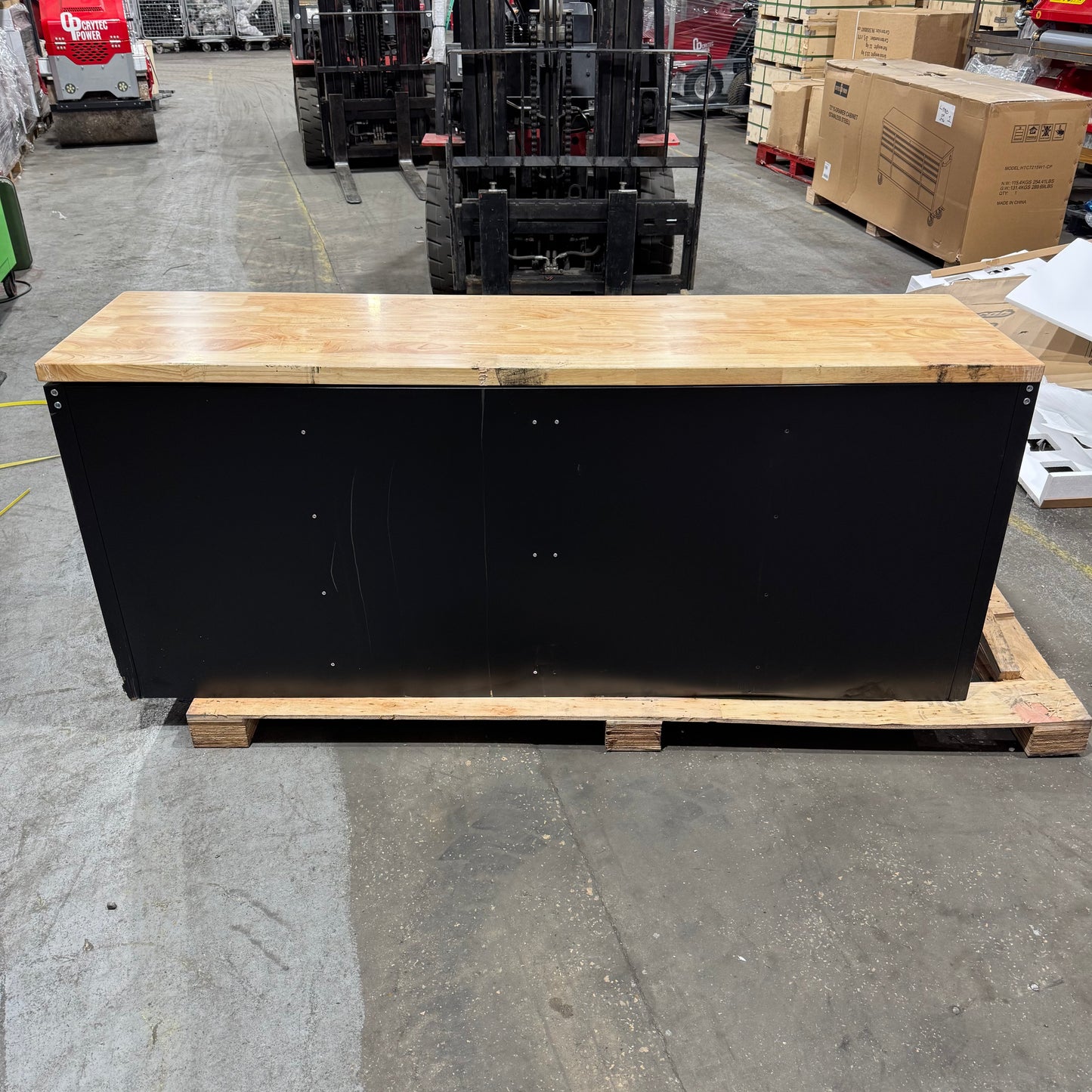 Courier Damaged Crytec | 72" Tool Cabinet | Wooden Top | Black | Stainless Steel | 15 Drawers | 3