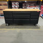 (Ex showroom) Crytec | 72" Tool Cabinet | Wooden Top | Black | Stainless Steel | 15 Drawers |