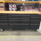 (Ex showroom) Crytec | 72" Tool Cabinet | Wooden Top | Black | Stainless Steel | 15 Drawers |