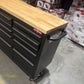 (Ex showroom) Crytec | 72" Tool Cabinet | Wooden Top | Black | Stainless Steel | 15 Drawers |