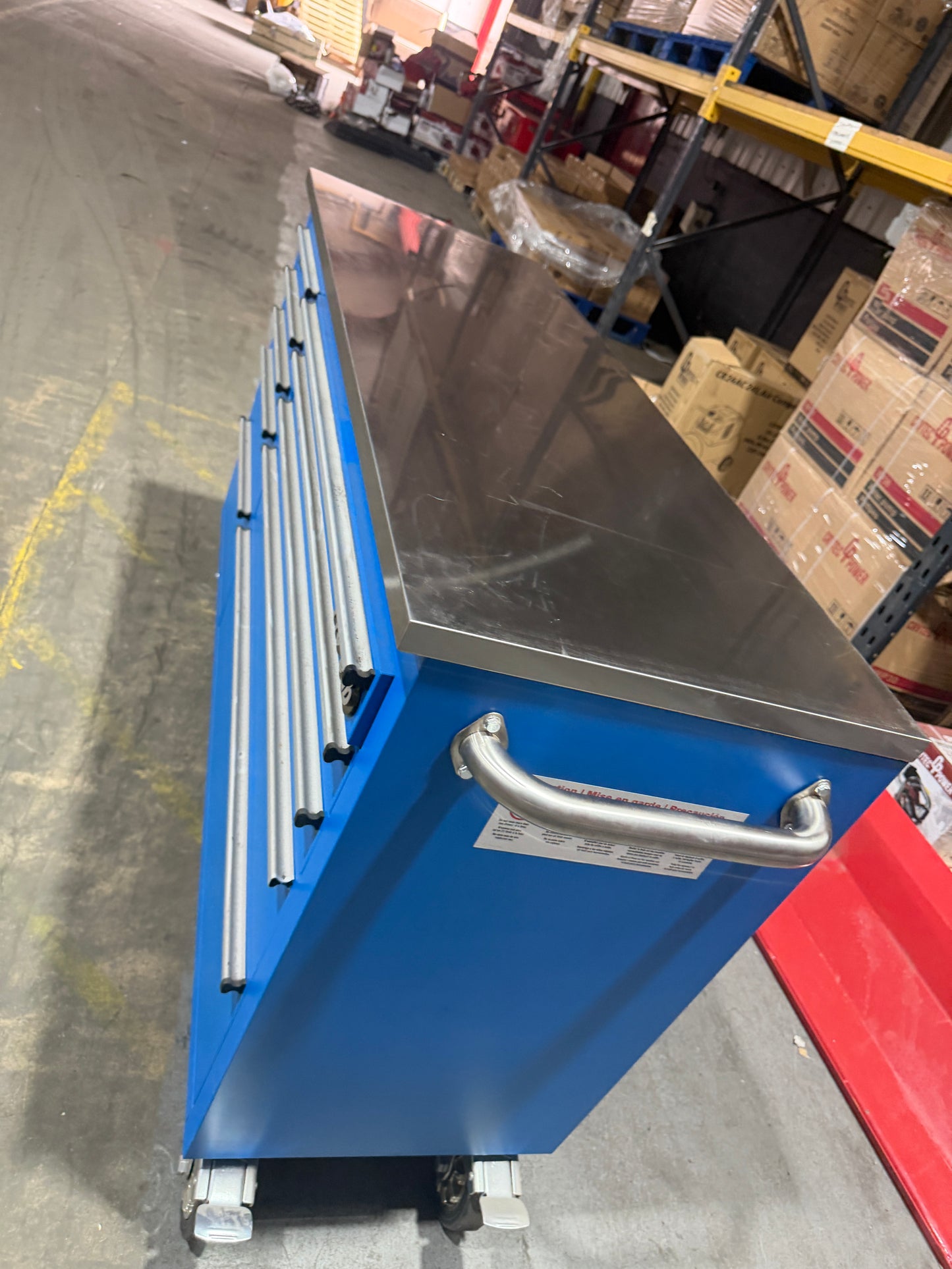 (Ex showroom) Crytec Pro Cab Blue 55 inch Stainless Steel Top Tool Cabinet Snap On Style Box