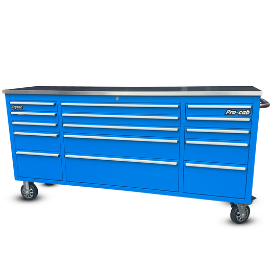 Crytec Pro Cab Blue 72 inch Stainless Steel Top Tool Cabinet Snap On Style Box