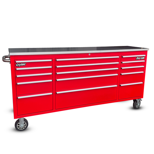Crytec Pro Cab Red 72 inch Stainless Steel Top Tool Cabinet Snap On Style Box
