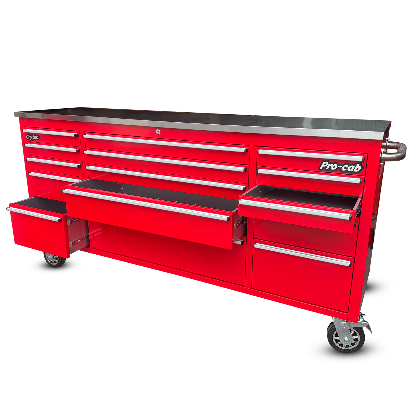 Crytec Pro Cab Red 72 inch Stainless Steel Top Tool Cabinet Snap On Style Box