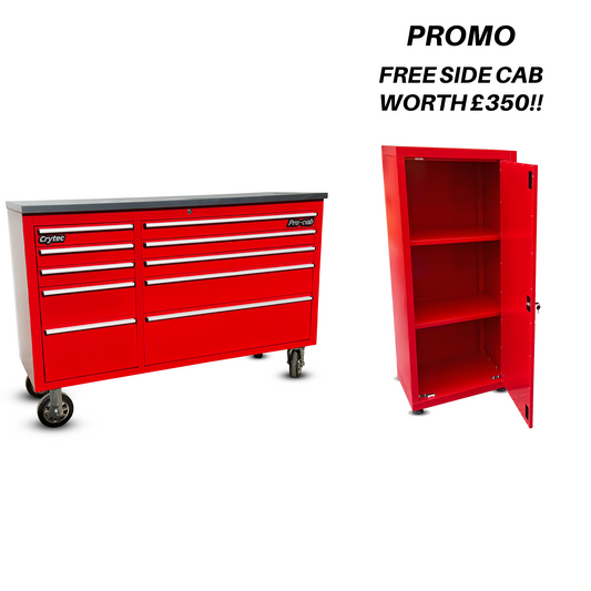 Crytec Pro Cab Red 55 inch Stainless Steel Top Tool Cabinet Snap On Style Box