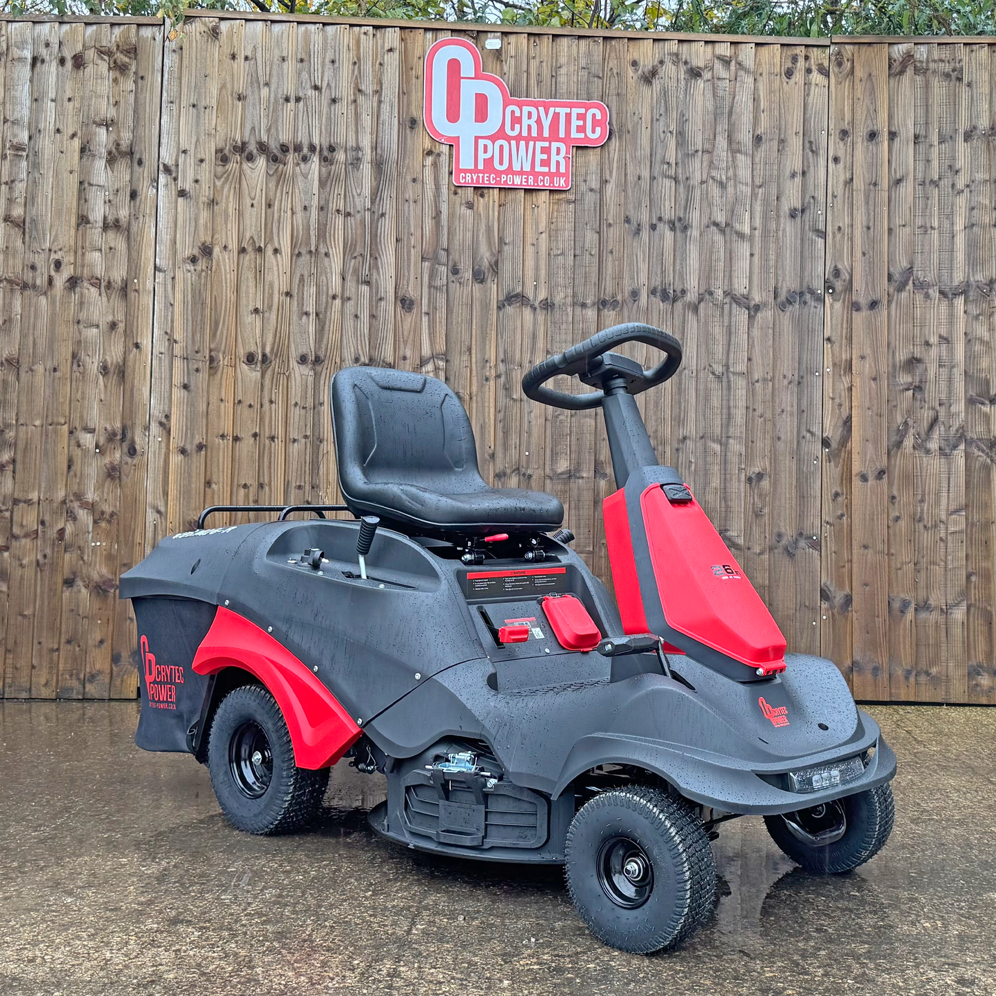 Crytec 26 inch Ride On Petrol Lawn Mower 224cc Mulcher