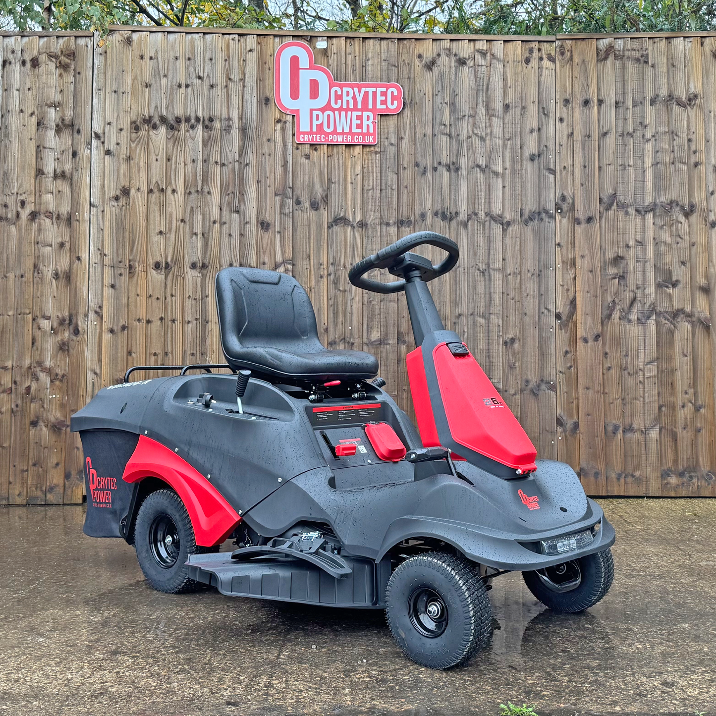 Crytec 26 inch Ride On Petrol Lawn Mower 224cc Mulcher