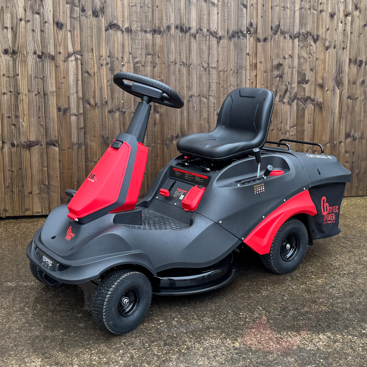 Crytec 26 inch Ride On Petrol Lawn Mower 224cc Mulcher