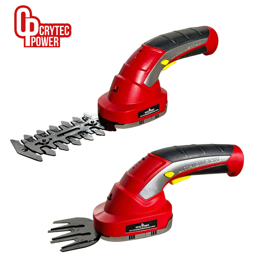 Crytec 2-in-1 Cordless Electric Shear Trimmer – 7.2V Grass, Shrub & Hedge Pruner