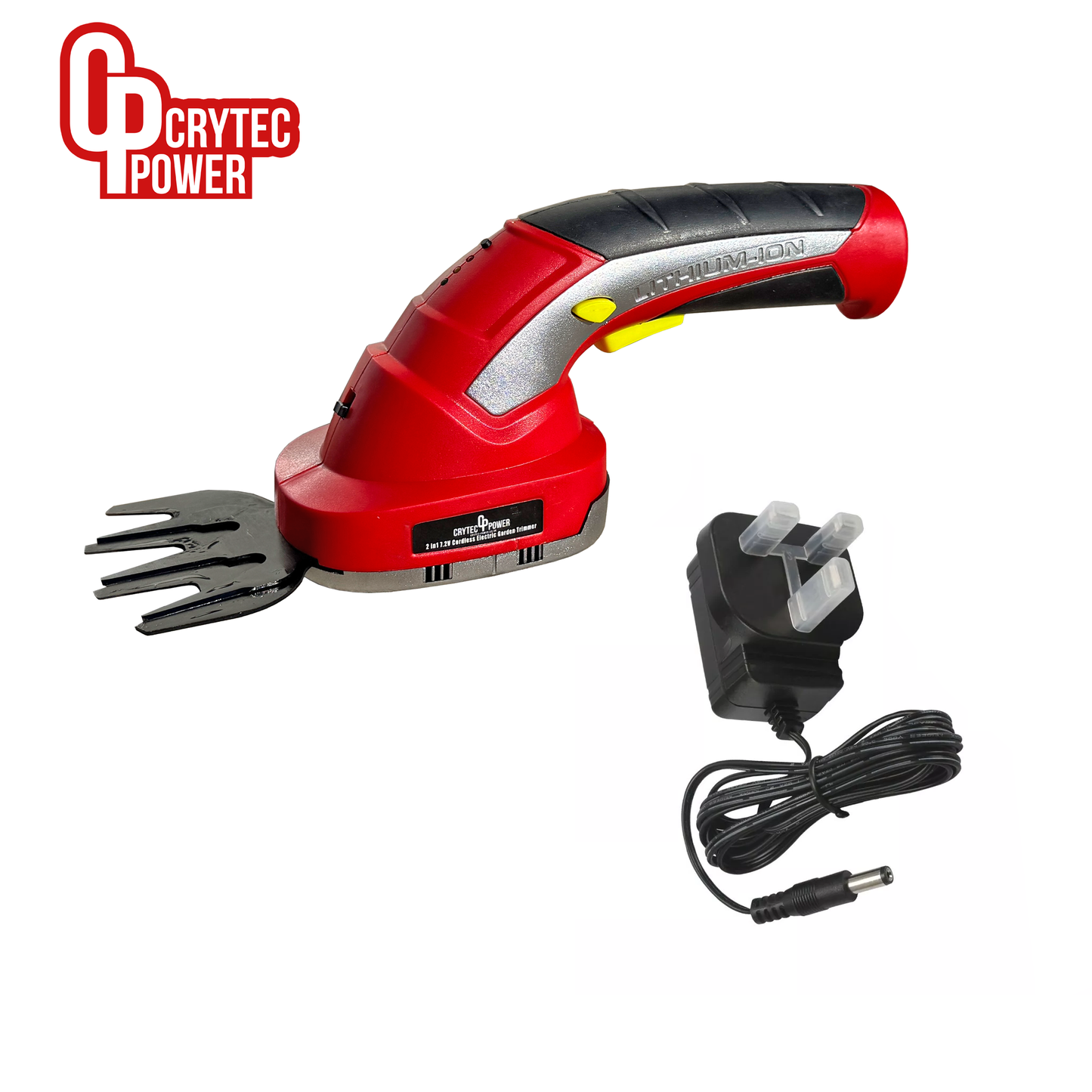 Crytec 2-in-1 Cordless Electric Shearer Trimmer – 7.2V Grass, Shrub & Hedge Pruner