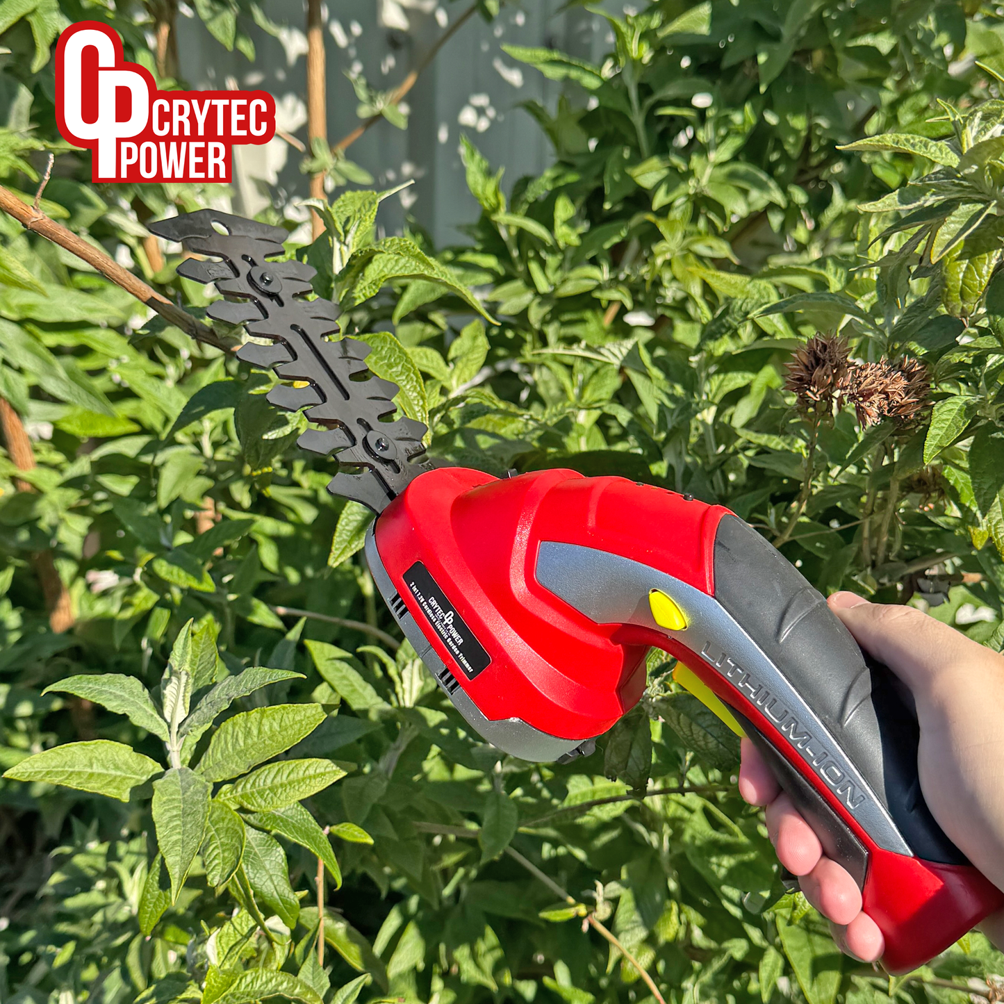 Crytec 2-in-1 Cordless Electric Shearer Trimmer – 7.2V Grass, Shrub & Hedge Pruner
