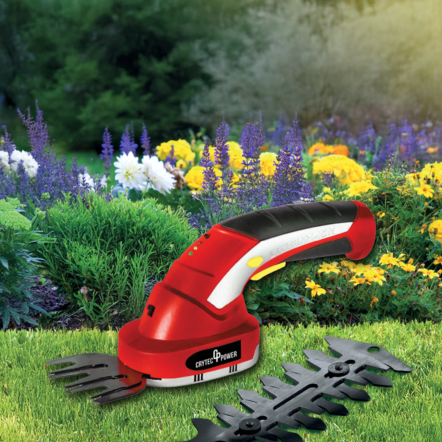 Crytec 2-in-1 Cordless Electric Shearer Trimmer – 7.2V Grass, Shrub & Hedge Pruner