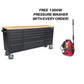 Crytec | 72" Tool Cabinet | Wooden Top | Black | Stainless Steel | 15 Drawers |