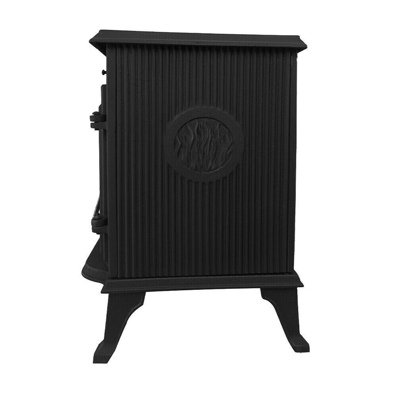 Side view of the JA006 cast iron stove