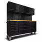Crytec | 72" Tool Cabinet Workstation | Black | 15 Drawers | 3 x Cupboards & Pegboards