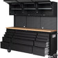 Crytec | 72" Tool Cabinet Workstation | Black | 15 Drawers | 3 x Cupboards & Pegboards