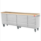 Crytec | 96" Tool Cabinet | Stainless Steel | 15 Drawers | Wooden Top