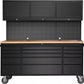 Crytec | 72" Tool Cabinet Workstation | Black | 15 Drawers | 3 x Cupboards & Pegboards